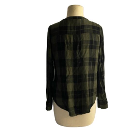 Grunge Deep V Plaid Long Sleeve Top Express XS - Picture 7 of 7